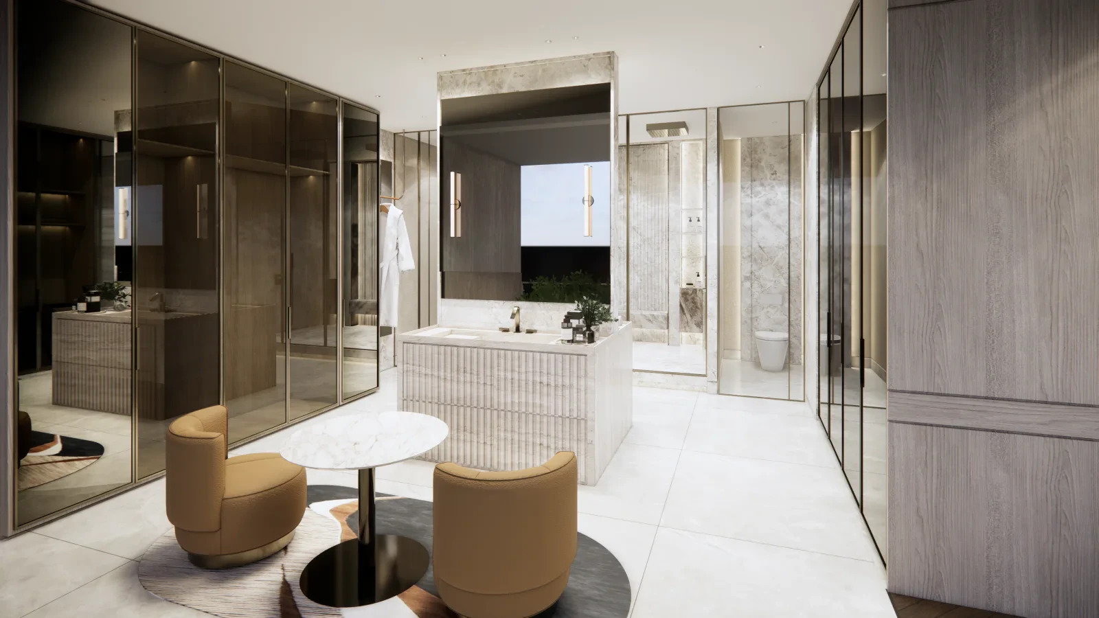 Casa Solace — primary bathroom in marble