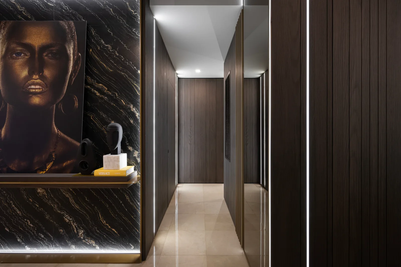 Chiaroscuro Residence — primary bathroom in marble